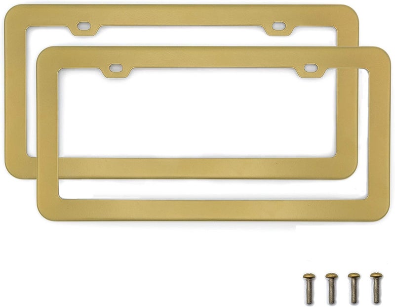 Creathome 2PCs Stainless Steel License Plate Frames with Gold Color - Image 1